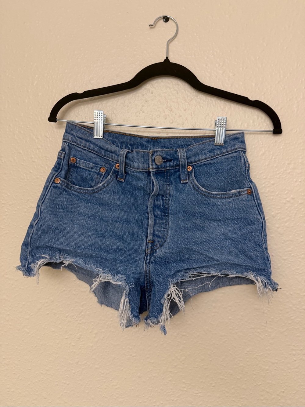Levi's 501 Medium Blue High-Rise Cutoff Denim Shorts